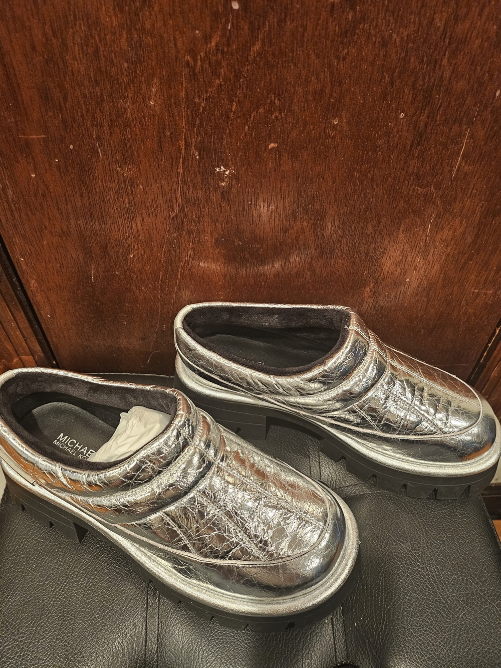 Michael Kors Chunky Metallic Silver Platform Loafers - Picture 2 of 2